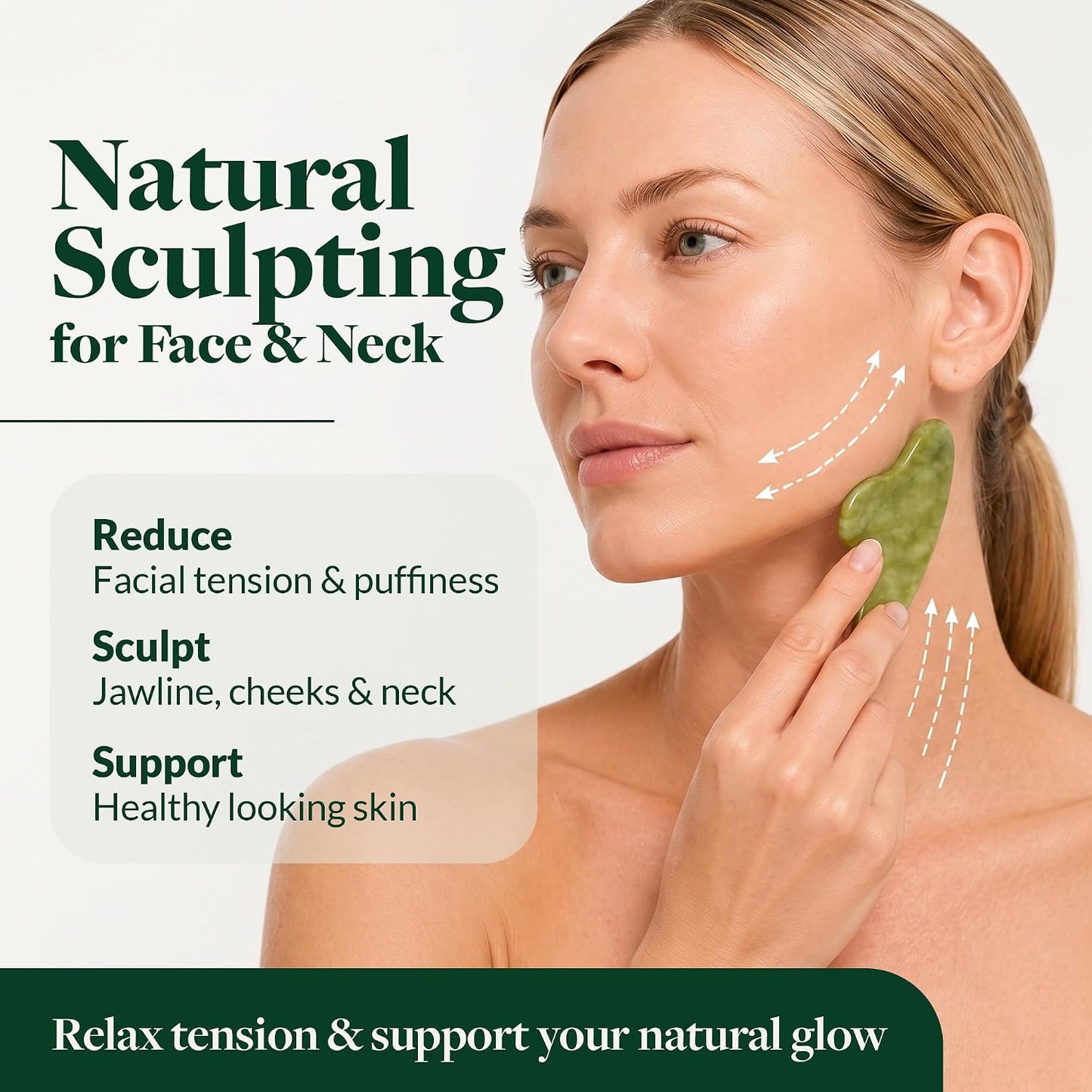 Jade Roller and Gua Sha - Spa Grade Face Roller Massager and Gua Sha Massage Tool Set. 100% Authentic Jade Stone. Reduces Puffiness, Wrinkles and Reveals Your Natural Glow