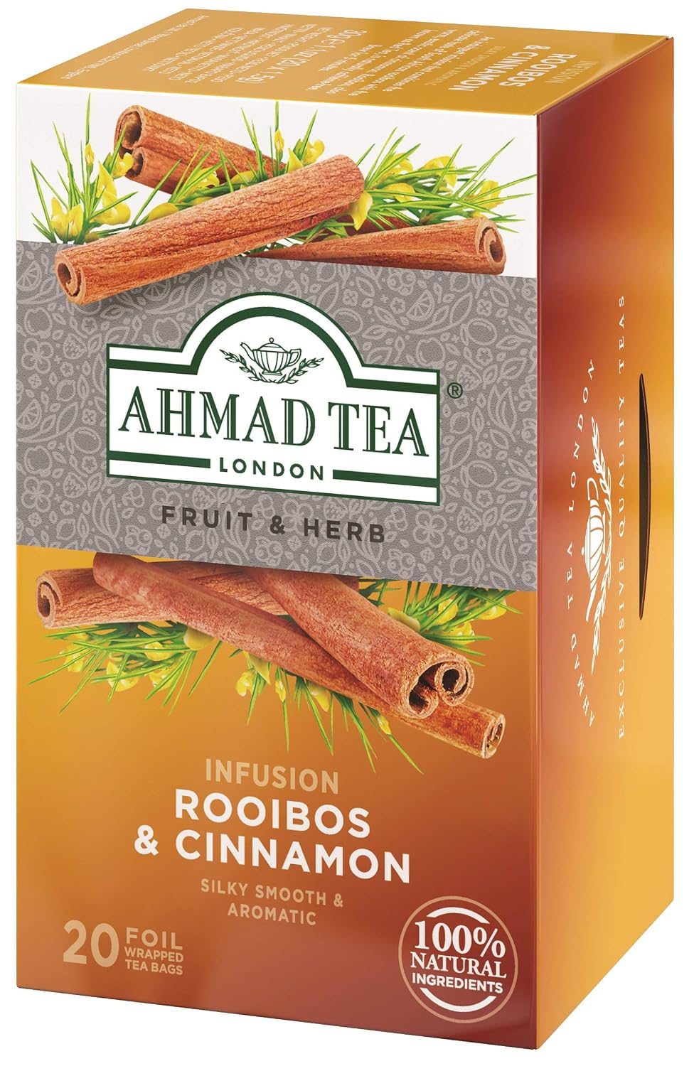 Ahmad Tea Herbal Tea, Rooibos & Cinnamon Teabags, 20 ct (Pack of 1) - Decaffeinated & Sugar-Free