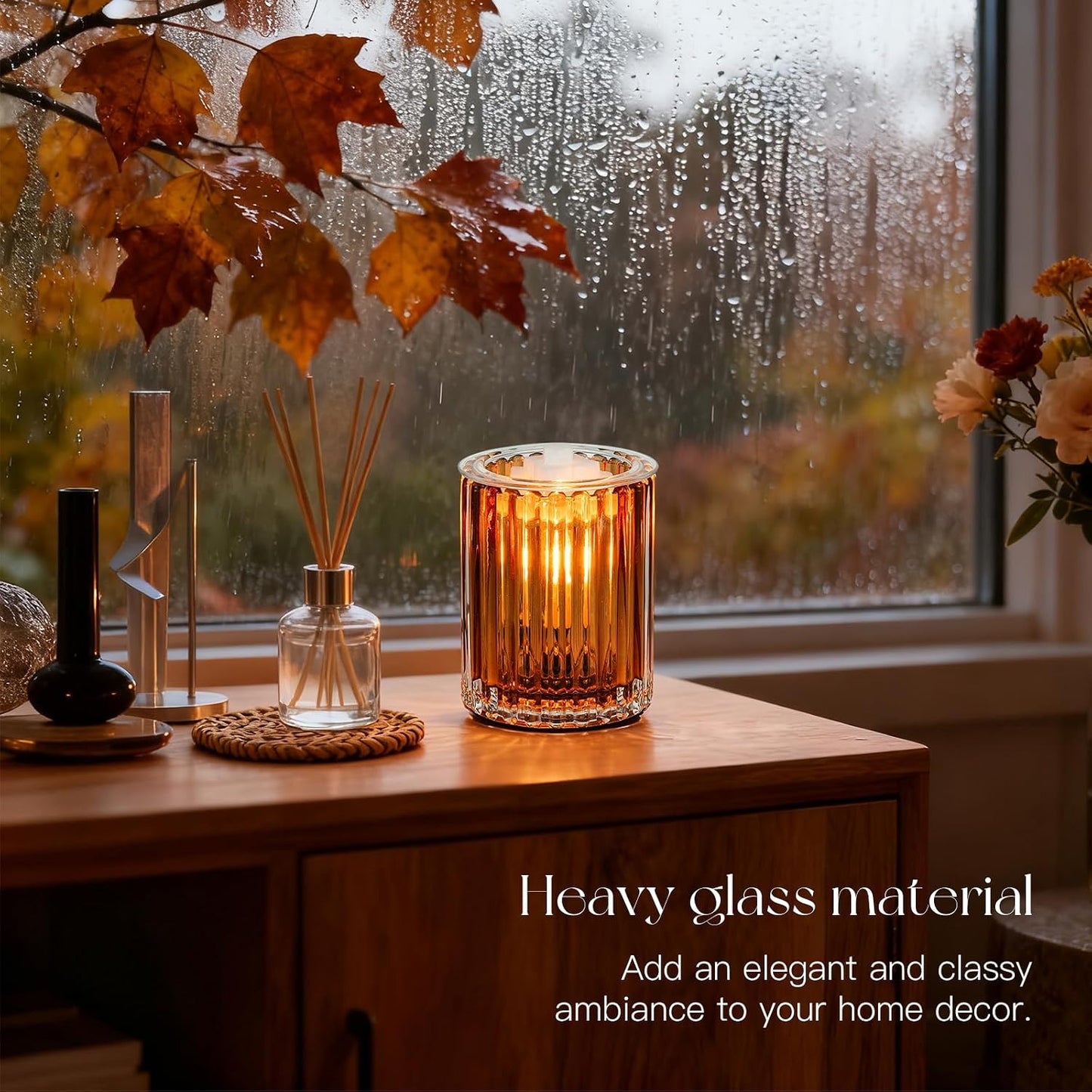 Candeldo Wax Melt Warmer with Timer: Wax Melter for Scented Candle Electric Glass Candle Burner with 2 Light Bulbs Housewarming New Home Decor for Women