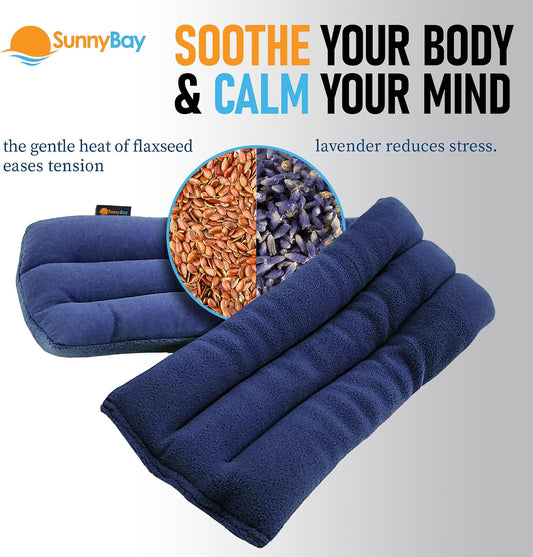 SunnyBay Lavender Microwave Heating Pad, 26" Long Microwavable Neck Wrap & Heat Pack for Moist Hot Therapy, Heated Neck Warmer for Neck, Shoulder & Back Pain Relief, Flaxseed Filling, 26x6, Purple