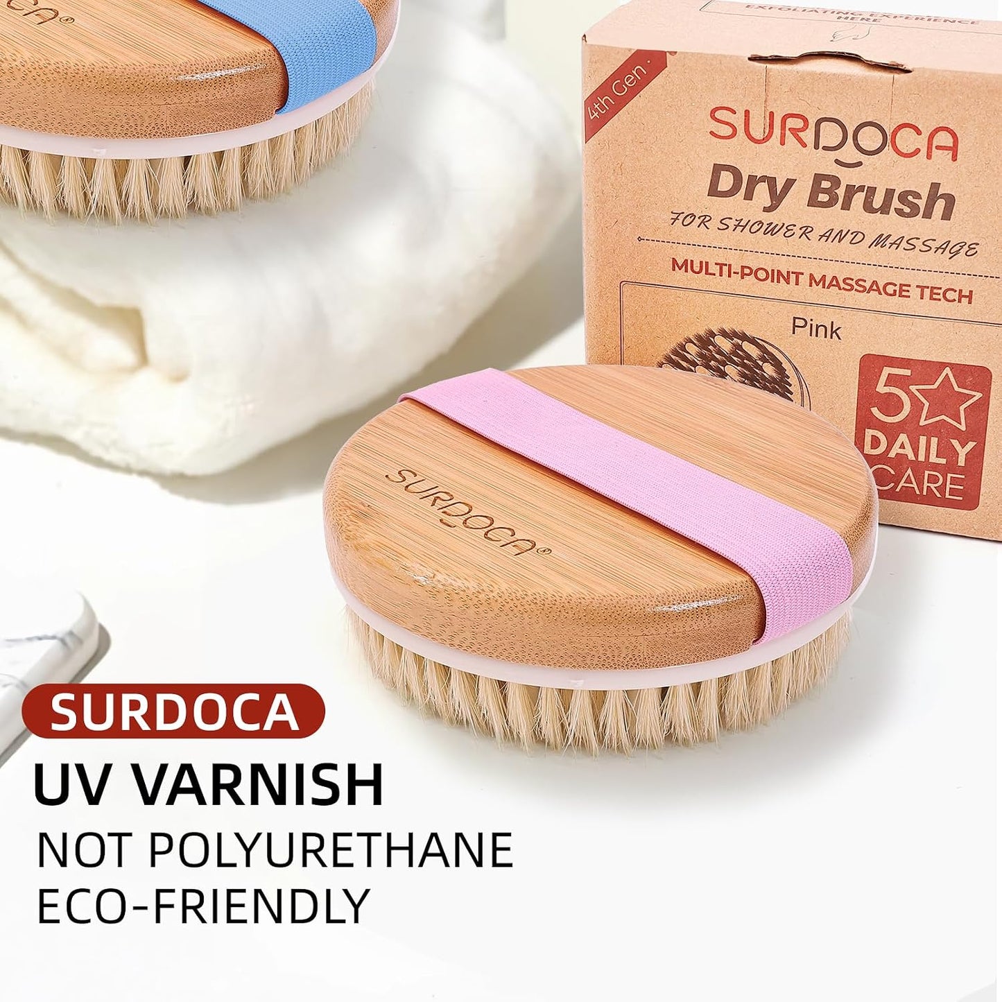 SURDOCA Dry Brush, Body Exfoliating Scrubber, Bath Shower Brushes for Improve Circulation, Cellulite and Lymphatic Remover