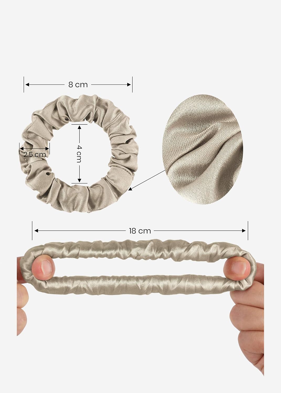 LILYSILK Silk Hair Scrunchies / Ties for Frizz & Breakage Prevention, 100% Mulberry, No Damage, Elastic ponytail Holders, 1Pc, Coffee - Colors A