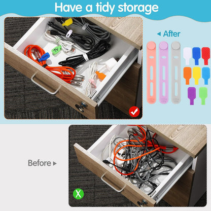 90 Pcs Cable Ties with Labels for Electronics Desk, Mixed Color
