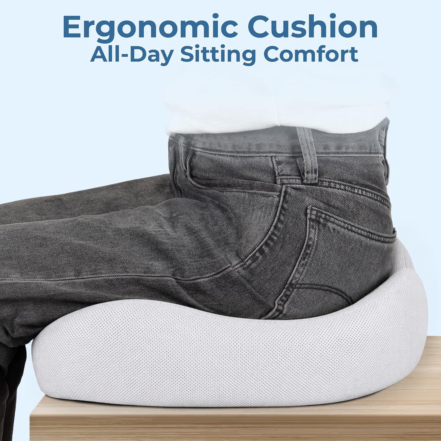 5 STARS UNITED Seat Cushion - Memory Foam Chair Cushion for Tailbone Pain Relief - Ergonomic Support for Coccyx, Sciatica & Butt - Office, Desk & Gaming Chair, Car Seat, Wheelchair, Black Suede