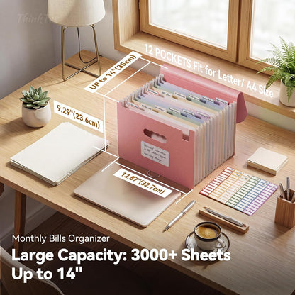 ThinkTex Accordion File Organizer, 12 - Pocket Expanding File Folders
