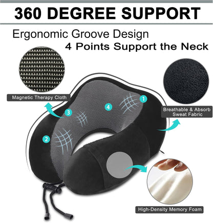 urnexttour Travel Pillow and Blanket Set Neck Pillow Airplane Foam Black