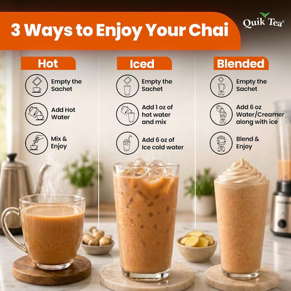 QuikTea Instant Chai Tea Latte Mix, Ginger, 20 Sachets