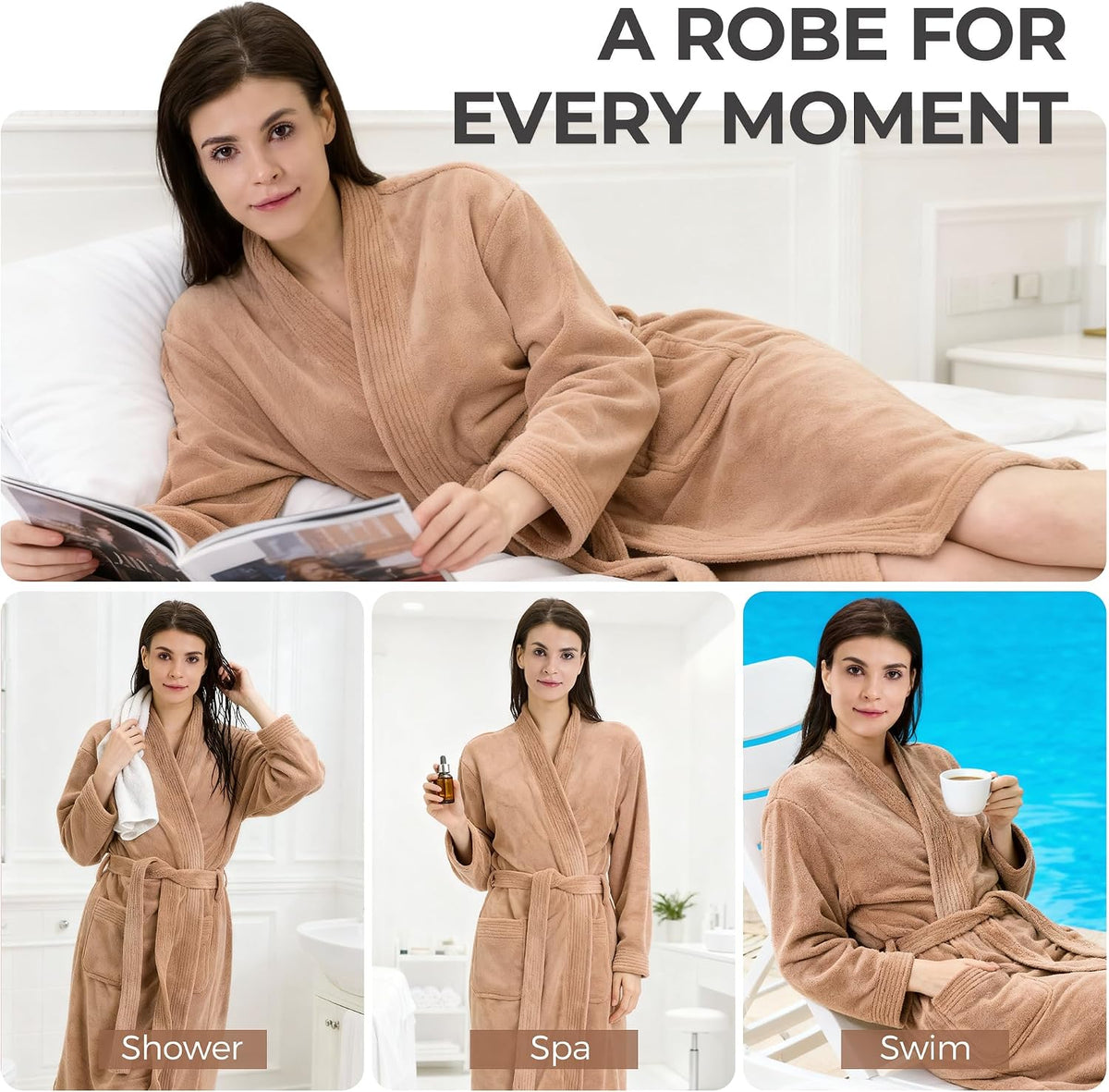 PJGGZ Towel Robe for Women – Soft Absorbent Kimono Bathrobe, Quick-Dry Spa Shower & Hotel Use