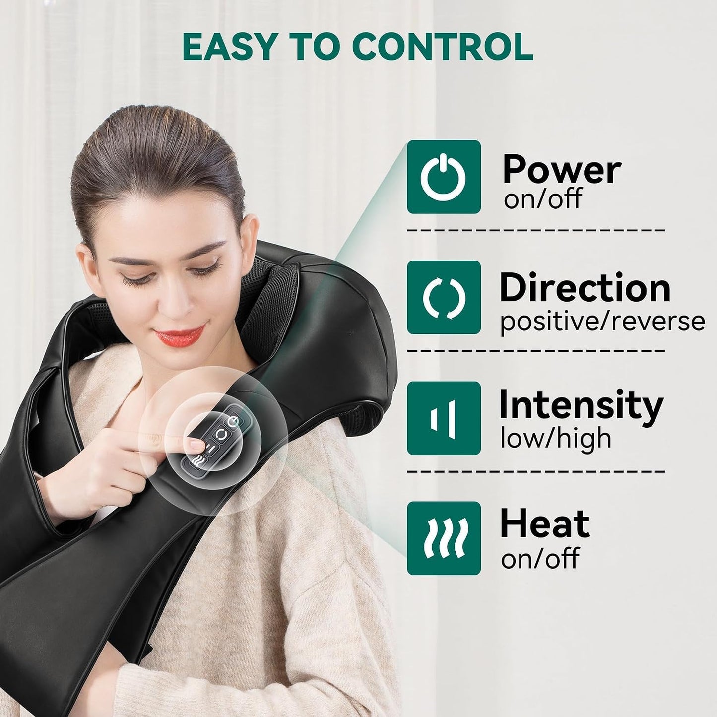 Snailax Cordless Massager - Shiatsu Neck and Shoulder Massager with Heat, FSA Eligible, Portable, Lumbar, Back Electric Massage Pillow, Gift for Woman, Mom, Dad