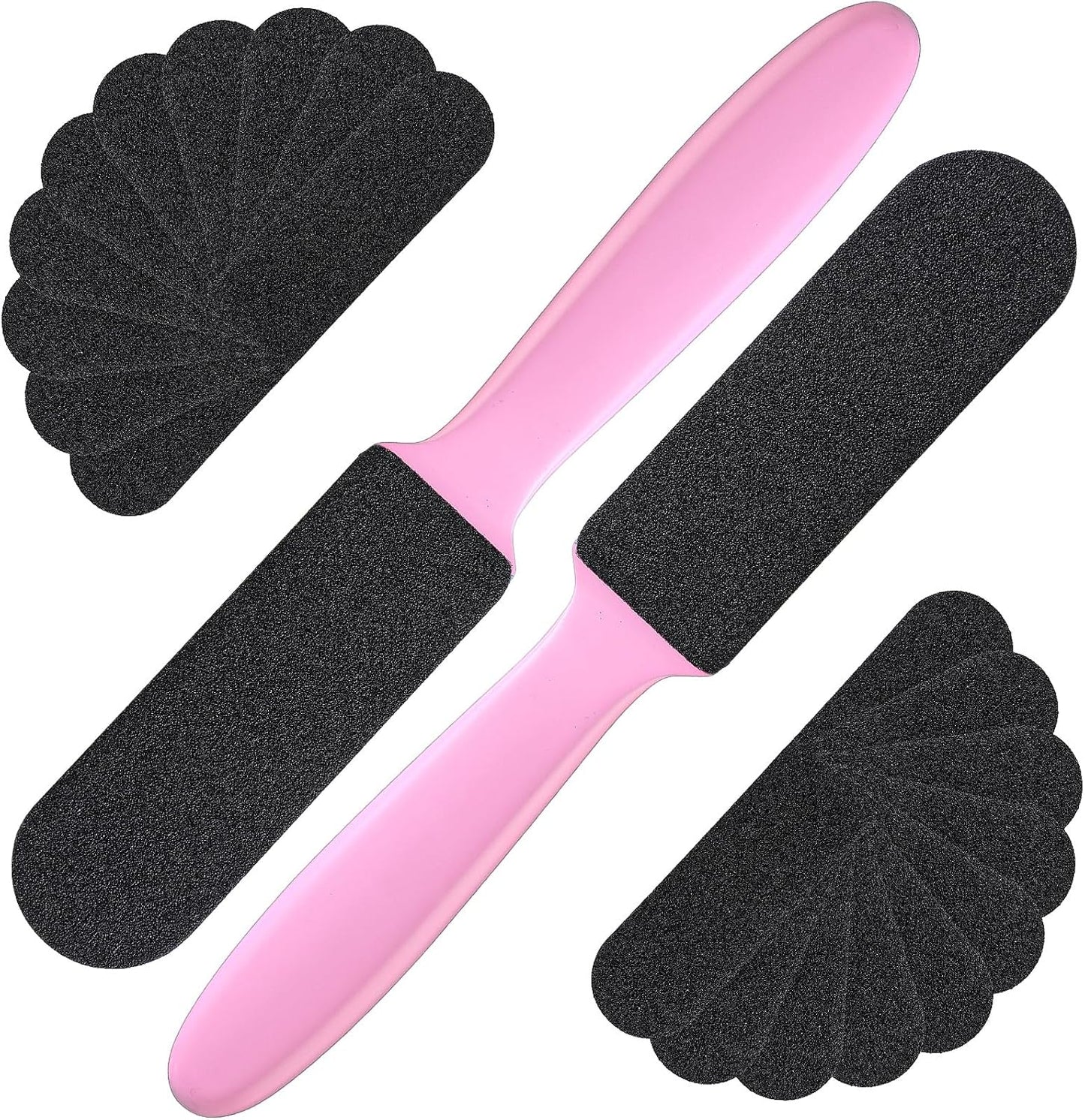 Mudder 2 Pieces Stainless Steel Pedicure Foot File Callus Remover Foot Scrubber Rasp with 20 Replaceable Coarse/Fine Double Side Reusable Pads for Care Cracked Skin Callus Remover Tool(Silver)