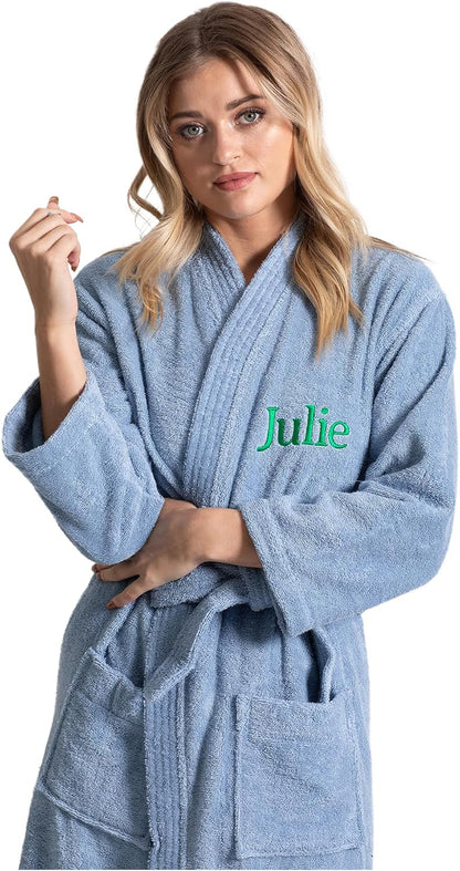 Turkuoise Soft & Absorbent Towel Robe, 100% Cotton Turkish Terry Cloth Kimono Bathrobes for Women