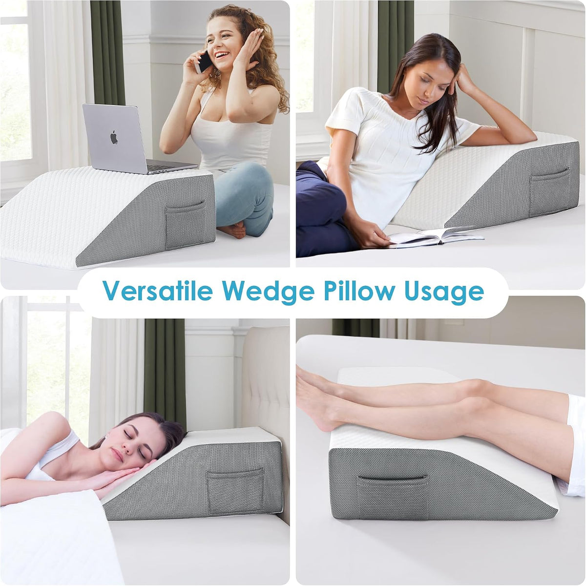 Cozymaker 7.5-inch Bed Wedge Pillow for Sleeping Back Support Pain Relief