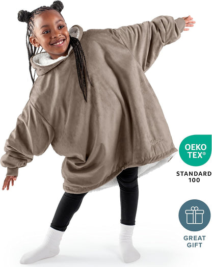 Bare Home Wearable Blanket Hoodie - Soft Plush Sherpa - Warm and Cozy - Oversized Wearable Blanket