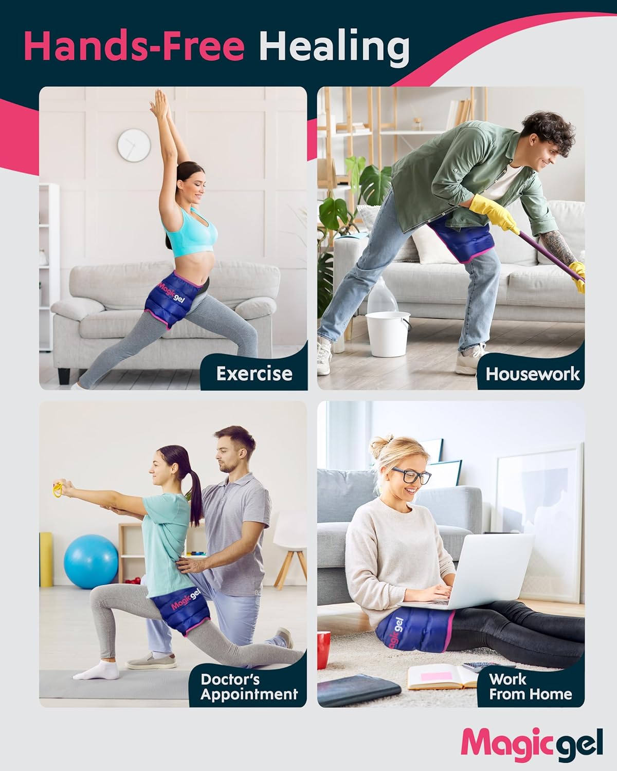 Magic Gel Hip Ice Pack Wrap - Reusable Cold Pack for Hip Bursitis, Hip Replacement Surgery and Hip Flexor Pain. Hip ice wrap for Inflammation, Swelling and Hip Pain Relief