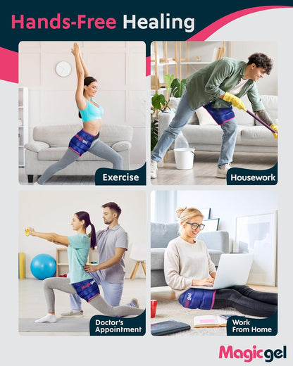 Magic Gel Hip Ice Pack Wrap - Reusable Cold Pack for Hip Bursitis, Hip Replacement Surgery and Hip Flexor Pain. Hip ice wrap for Inflammation, Swelling and Hip Pain Relief