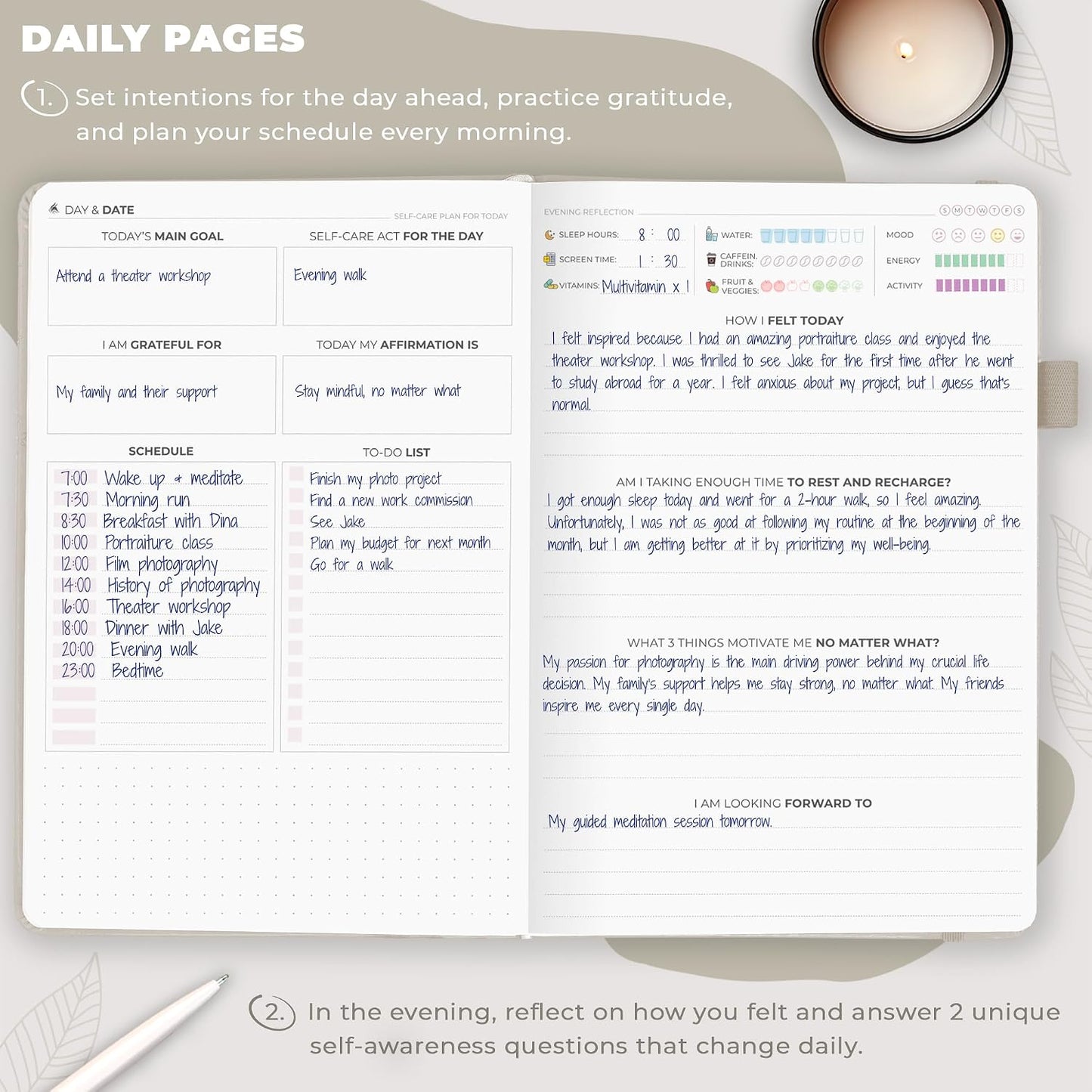 Clever Fox Self-Care Journal for Women, Daily Planner 5.8x8.3 Aquamarine