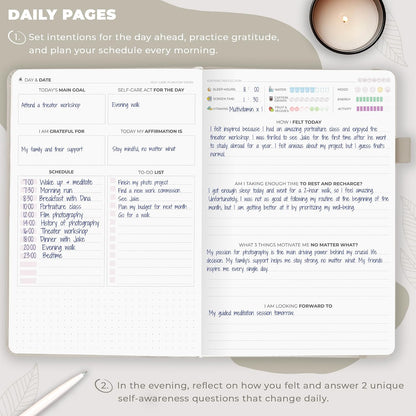 Clever Fox Self-Care Journal for Women, Daily Planner 5.8x8.3 Aquamarine