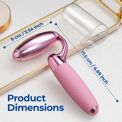MORGLES Ice Roller for Face, Professional Face Roller Cryotherapy Tool to Reduce Puffiness, Redness & Headaches, Tighten Skin and Improve Lymphatic Drainage with Ergonomic Handle (Pink)