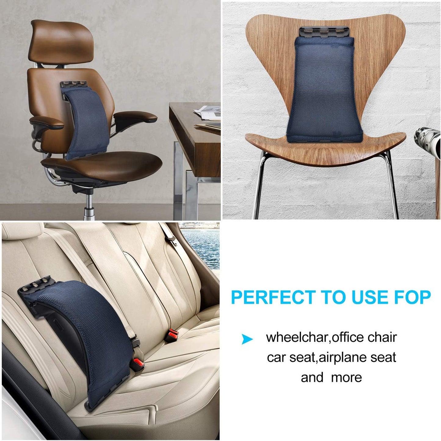 Multi-Level Back Stretcher Device, Lumbar Back Stretching Device, Memory Foam Lumbar Pillow Back Pain Support for Office Chair and Pain Relief(Blue)