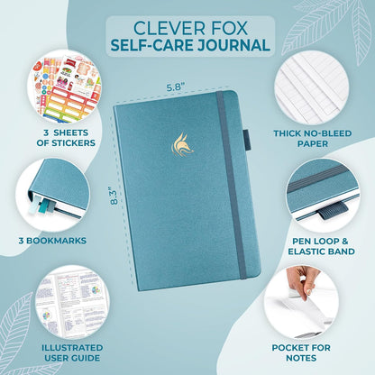 Clever Fox Self-Care Journal for Women, Daily Planner 5.8x8.3 Aquamarine
