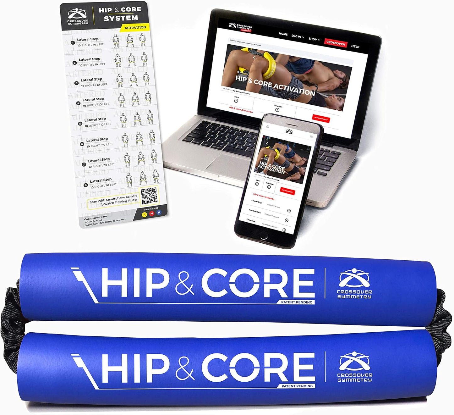 Crossover Symmetry Hip & Core System - Loop Resistance Home Workout Bands to Stretch and Strengthen Legs, Butt, Hips, Thighs and Glutes, Includes Online Exercise & Training Guide