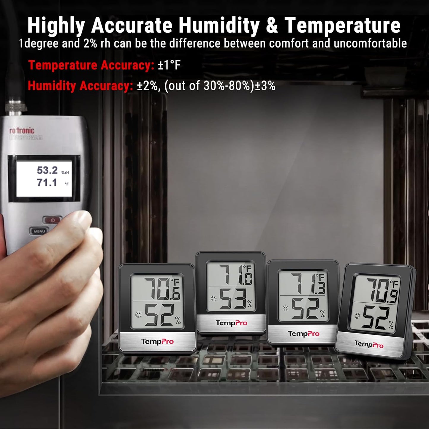 TempPro TP49 Digital Hygrometer Indoor Thermometer Humidity Meter Room Thermometer with Temperature and Humidity Monitor Mini Hygrometer Outdoor Thermometer (Previously ThermoPro)