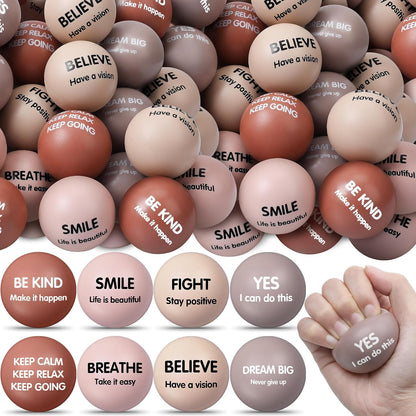 Liliful 100 Pcs Motivational Stress Balls Bulk Inspirational Squeeze Balls for Adults Anxiety Relief Fidget Toys Office Employee Gifts Classroom Rewards 2.2 Inch (Bright Colors)
