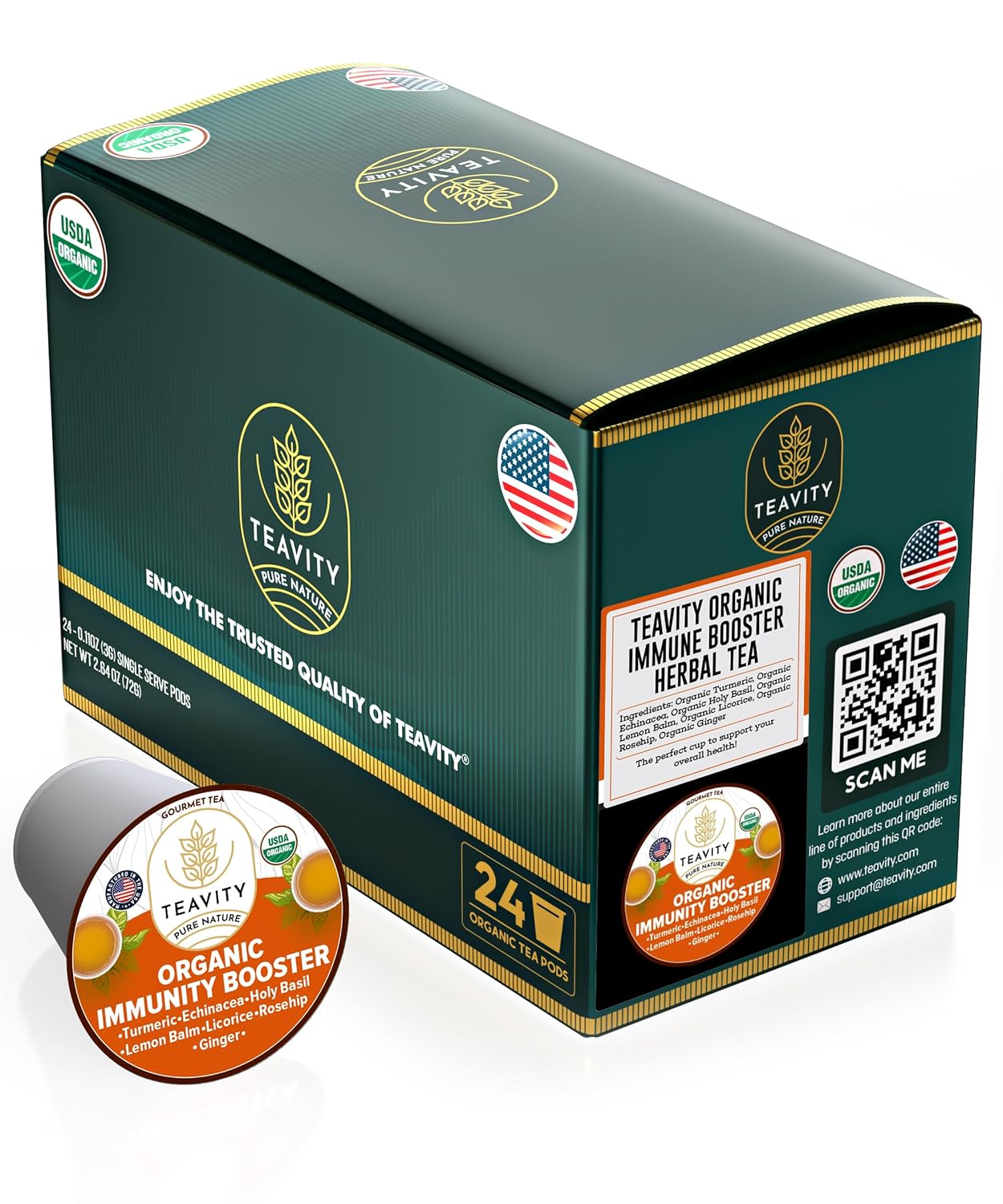 Organic Chamomile and Lavender Tea Pods for Keurig - Decaf Herbal Tea for Keurig K Cups - Honey Chamomile Lavender by Teavity (12 Tea Pods)