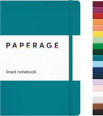 PAPERAGE Lined Journal Notebook, Hardcover Journal for Women & Men, 160 Pages, (5.6 in x 8 in), College Ruled Journaling Notebook for Work, School Supplies & Note Taking, (Black)