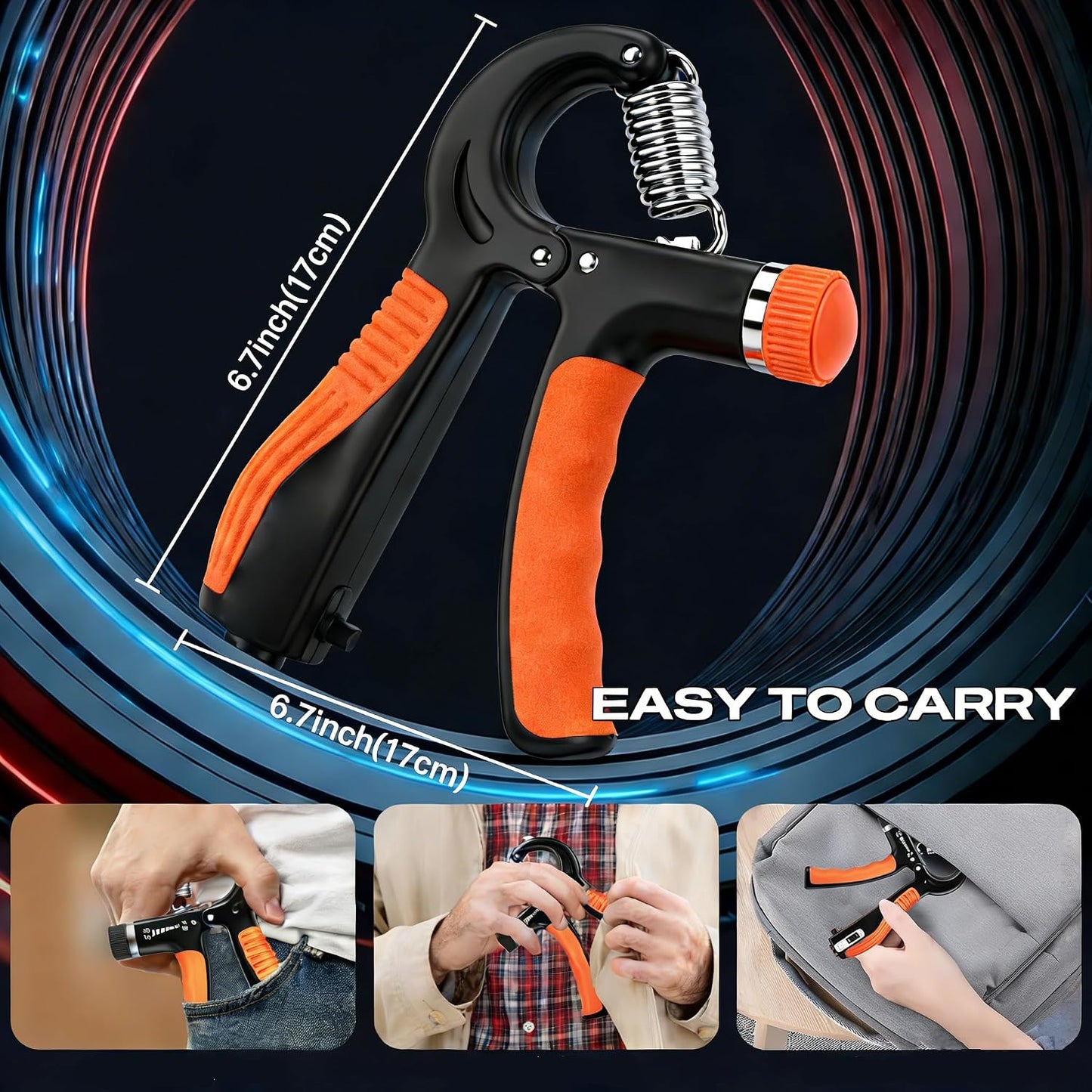 JTHEW Grip Strength Trainer - Adjustable Resistance 11-132lbs/5-60kg Hand Gripper & Forearm Strengthener Device with Smart Counter for Sports & Rehab