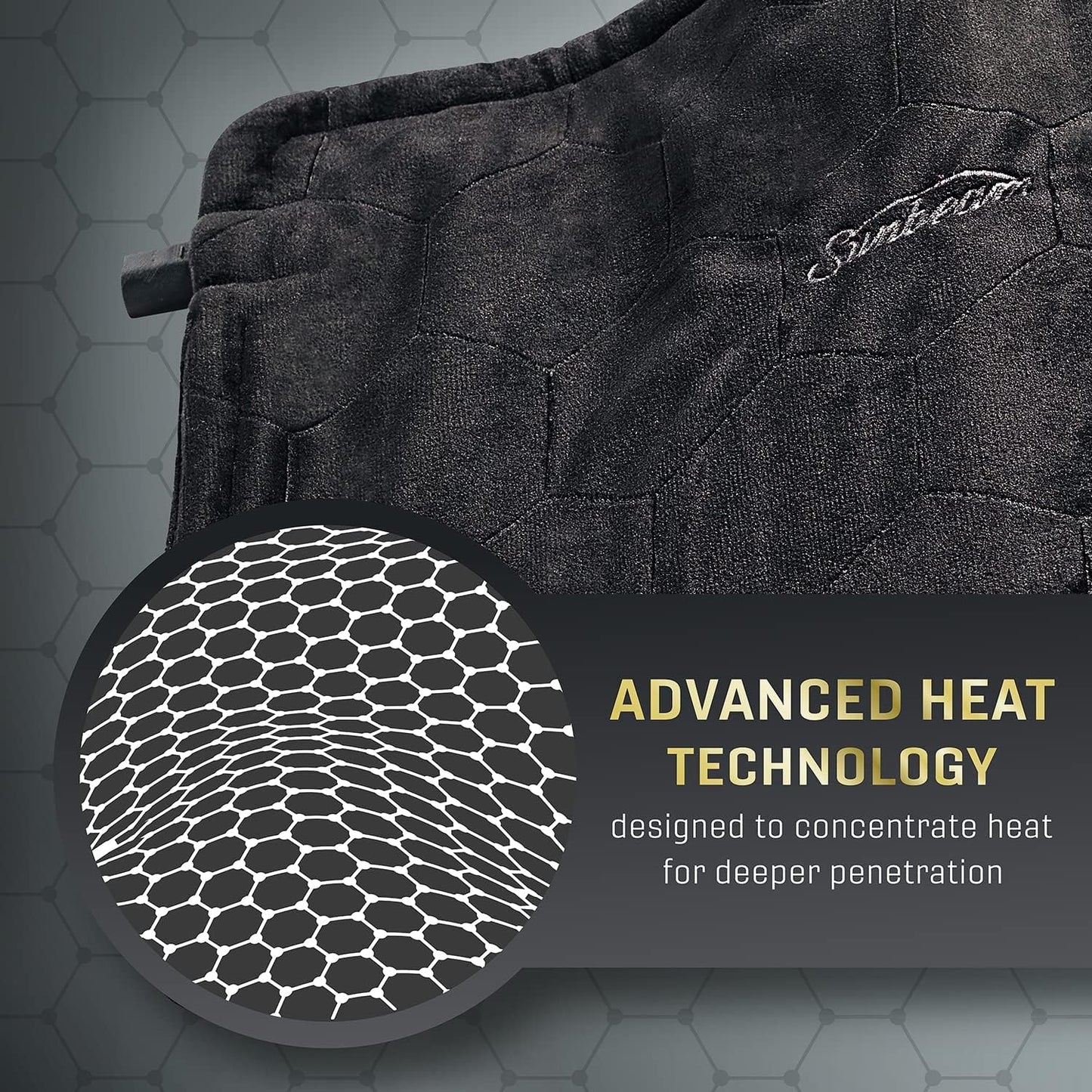 Sunbeam AdvancedHeat King-Sized Heating Pad, Sunbeam Heating Pad for Tough Pain Relief
