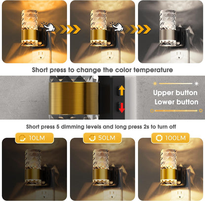 L LOHAS LED Night Lights Plug into wall, Amber Night Light with Adjustable Brightness, Plug in NightLight with Auto Light Sensor, Wall Sconce-Style Design Night Light for Bathroom,Hallway, 2 Pack