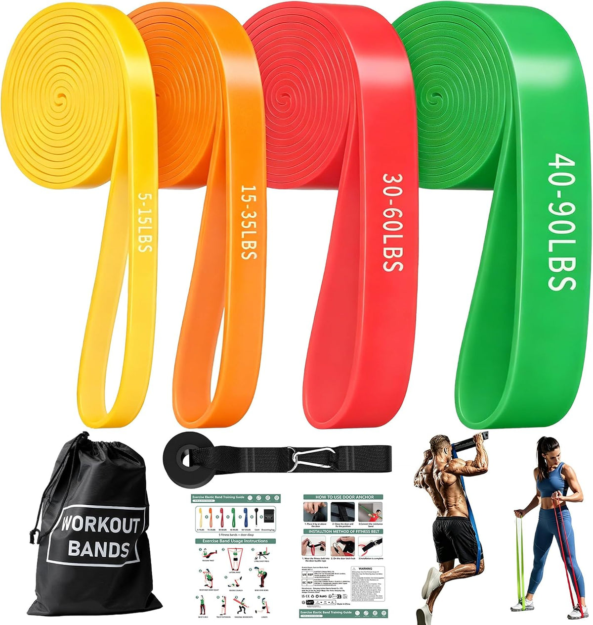 Exercise Bands, Resistance Bands for Working Out, Workout Bands, Pull up Assist Bands, Stretch Bands for Exercise at Home/Gym -Afu