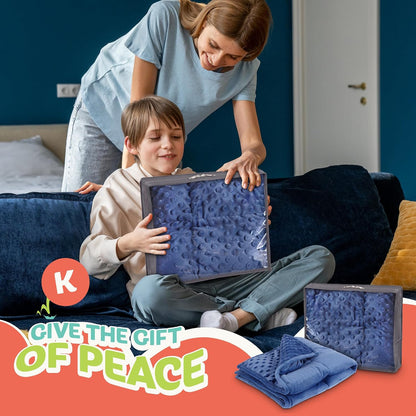 Kidaddle 5lb Weighted Blanket for Kids (Blue) 19x22 Inch, Plush Minky Weighted Lap Pad with Travel Bag for Ages 4+