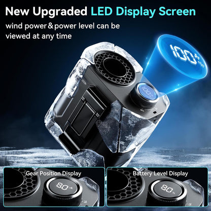 12000MAh Portable Waist Fan, 100 Speeds 17000RPM Strong Airflow, Belt Fan with up to 45H of Working Time, Flashlight Hands-Free Hanging Neck Fans,Rechargeable Wearable Personal Fans for Outdoor