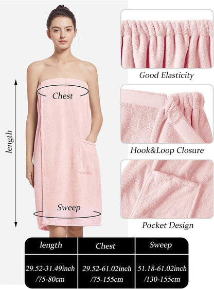 Women'S Soft Wrap Towel Full Length，Bath Robe After Shower Female Plush Long，Spa Bathrobes Lightweight With Pockets