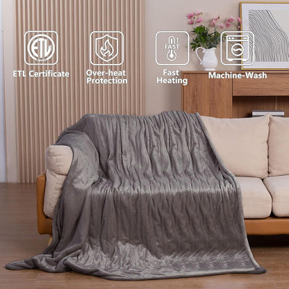 Tefici Electric Heated Blanket Throw, Super Cozy Soft 2-Layer Flannel 50" x 60" Heated Throw with 3 Heating Levels & 4 Hours Auto Off, Machine Washable, ETL&FCC Certified, Home Office Use, Red