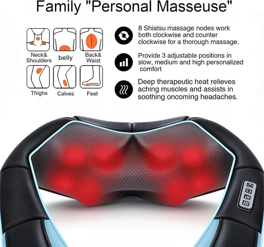 Mo Cuishle Women Men Gifts, Shiatsu Back Shoulder & Neck Massager with Heat