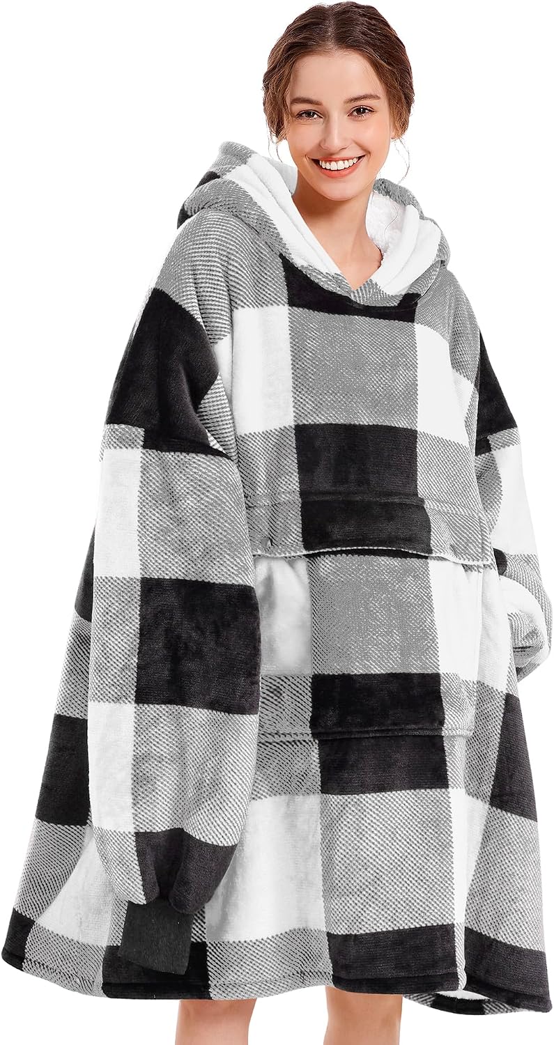 Narecte Cozy Oversized Blanket Hoodie Wearable Blanket Adults Soft Hooded Blanket Hoodie Birthday Gifts for Women Christmas - Colors B