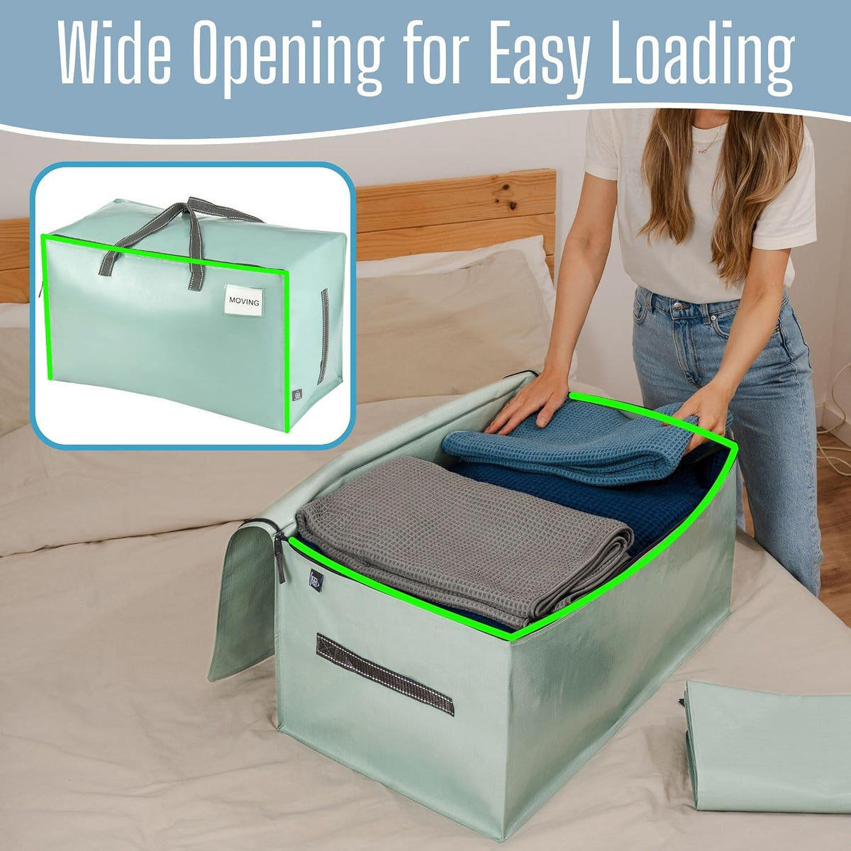 VENO Clear Extra Large Moving Bags & Storage Totes, Heavy Duty Organizer with Reinforced Handles & Strong Zippers for Clothes, College Dorm Essentials, Moving Supplies