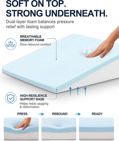 Wedge Pillow for Sleeping, 7.5" Memory Foam Bed Wedge Pillow