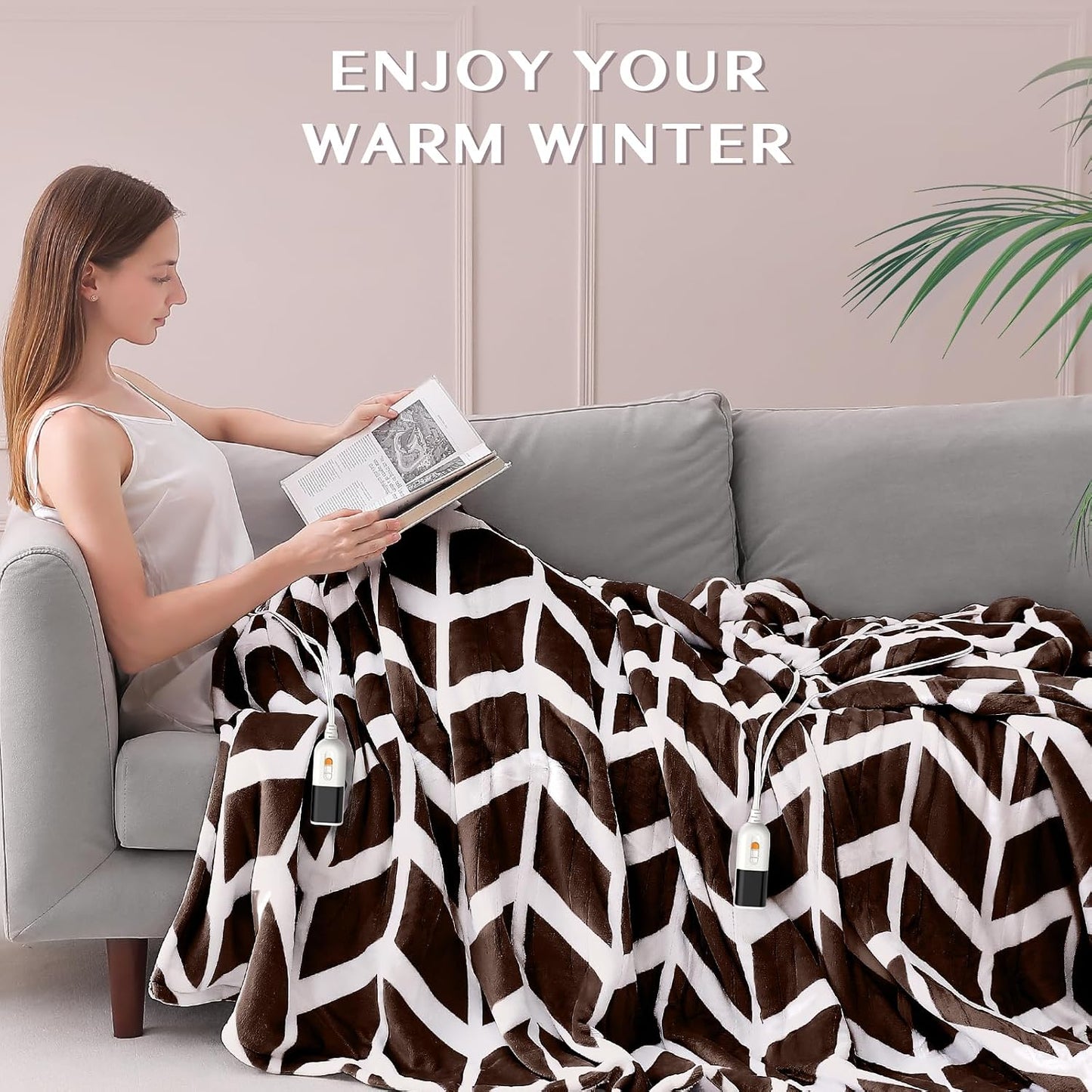 VENTIMI Electric Blanket Heated Throw, 50" x 60" Heated Blanket with 5 Heat Levels & 3 Hours Auto Off, Fast Heating Blankets with ETL & FCC Certification, Grey