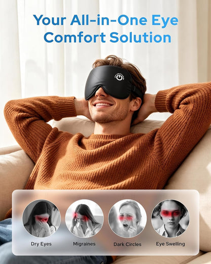 Heated Eye Mask for Dry Eyes, Cordless Rechargeable Warm Compress with 100% Mulberry Silk Cover, 3 Heat Settings, 20-Min Auto-Off, FSA-HSA Eligible Eye Mask for Home, Office & Travel