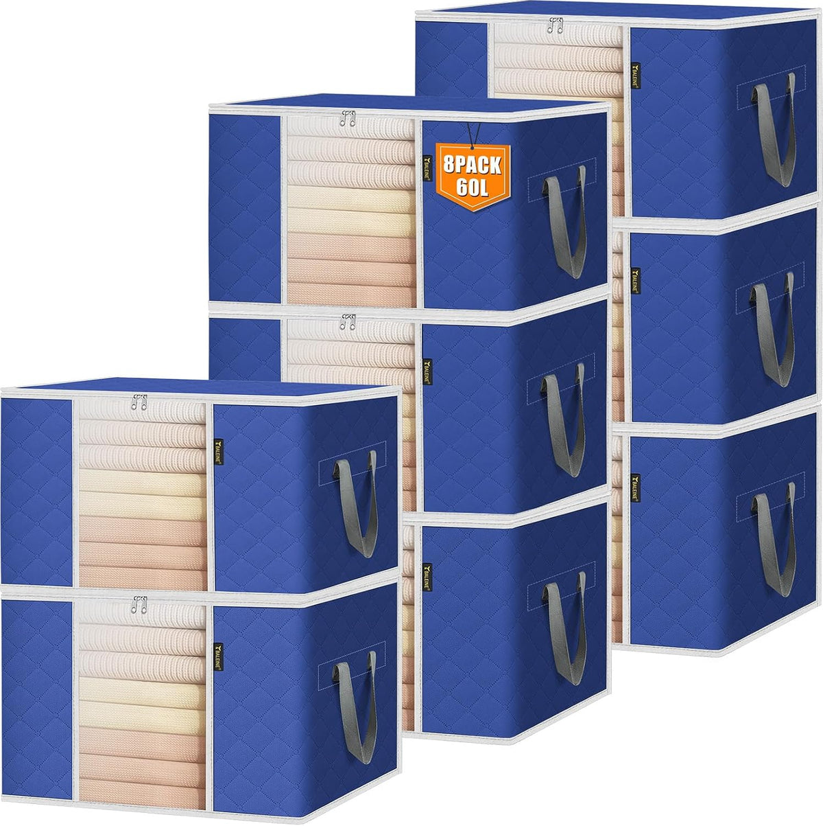 BALEINE Clothes Storage Bags, 24 Gallon Storage Containers with Reinforced Handle, Sturdy Zipper, Closet Organizer for Blanket, Comforter, Pillow, Bedding (Brown)