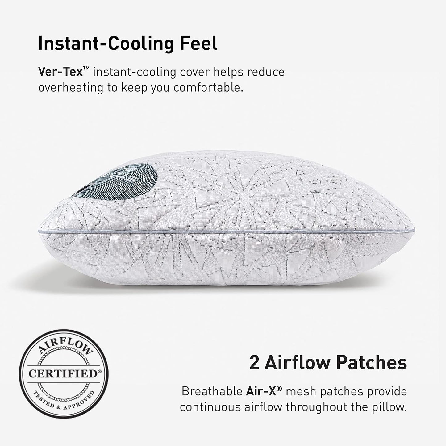 Bedgear Storm Performance Pillow, 1.0 Cooling Pillow for Side Sleepers, Medium Firm Support, Ver-Tex Cooling Cover, Air-X Mesh, Washable