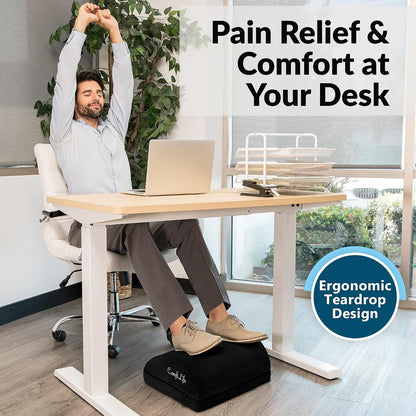 ComfiLife Foot Rest for Under Desk at Work – Adjustable Height Memory Foam Foot Stool for Under Desk, Office Chair & Gaming Chair – Ergonomic Footrest for Back & Hip Pain Relief (Black)