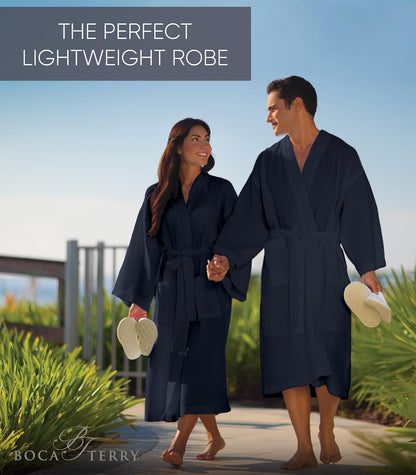 Women’s Waffle Robe by Boca Terry, Kimono Style Lightweight Summer Robe