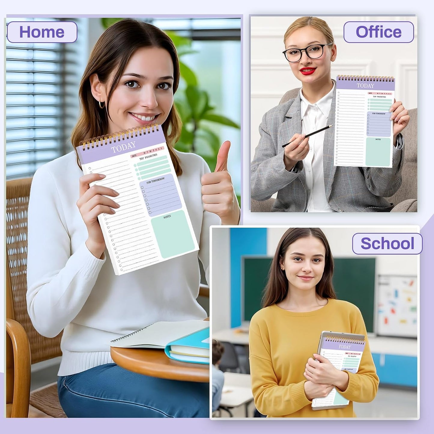 to Do List Notepad, Undated Daily Planner, 120 Pages, 6.7 x 9.8 in | 100 GSM FSC Paper, Plastic Cover, Spiral Bound, Tear-Off Pages, Task Checklist Layout For Home Office School Supplies