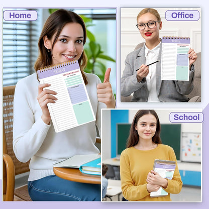 to Do List Notepad, Undated Daily Planner, 120 Pages, 6.7 x 9.8 in | 100 GSM FSC Paper, Plastic Cover, Spiral Bound, Tear-Off Pages, Task Checklist Layout For Home Office School Supplies