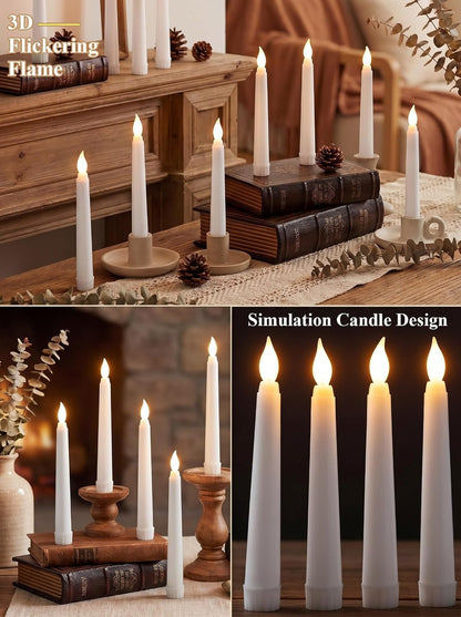 Treela 24 Pcs Flameless Taper Candles Battery Operated Bulk Fake Candles Light LED Candle Sticks Flickering Tapered for Easter Wedding Anniversary Decoration(Basic,11 Inch,Ivory)